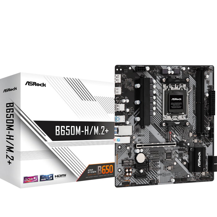 ASRock B650M-H/M.2+ Micro ATX DDR5 Socket AM5 ASRock B650M-H/M.2+ Micro ATX DDR5 Socket AM5